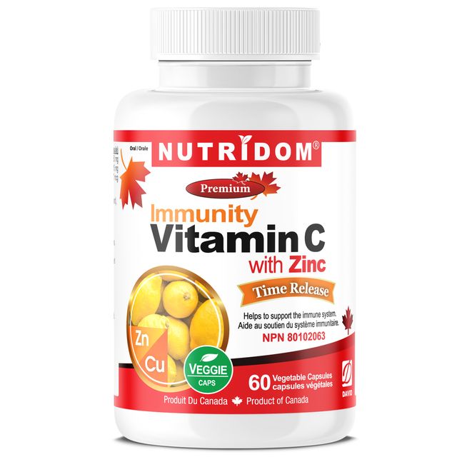 Nutridom Timed-Release Vitamin C with Zinc Bisglycinate and Copper (60 Veggie Capsules)