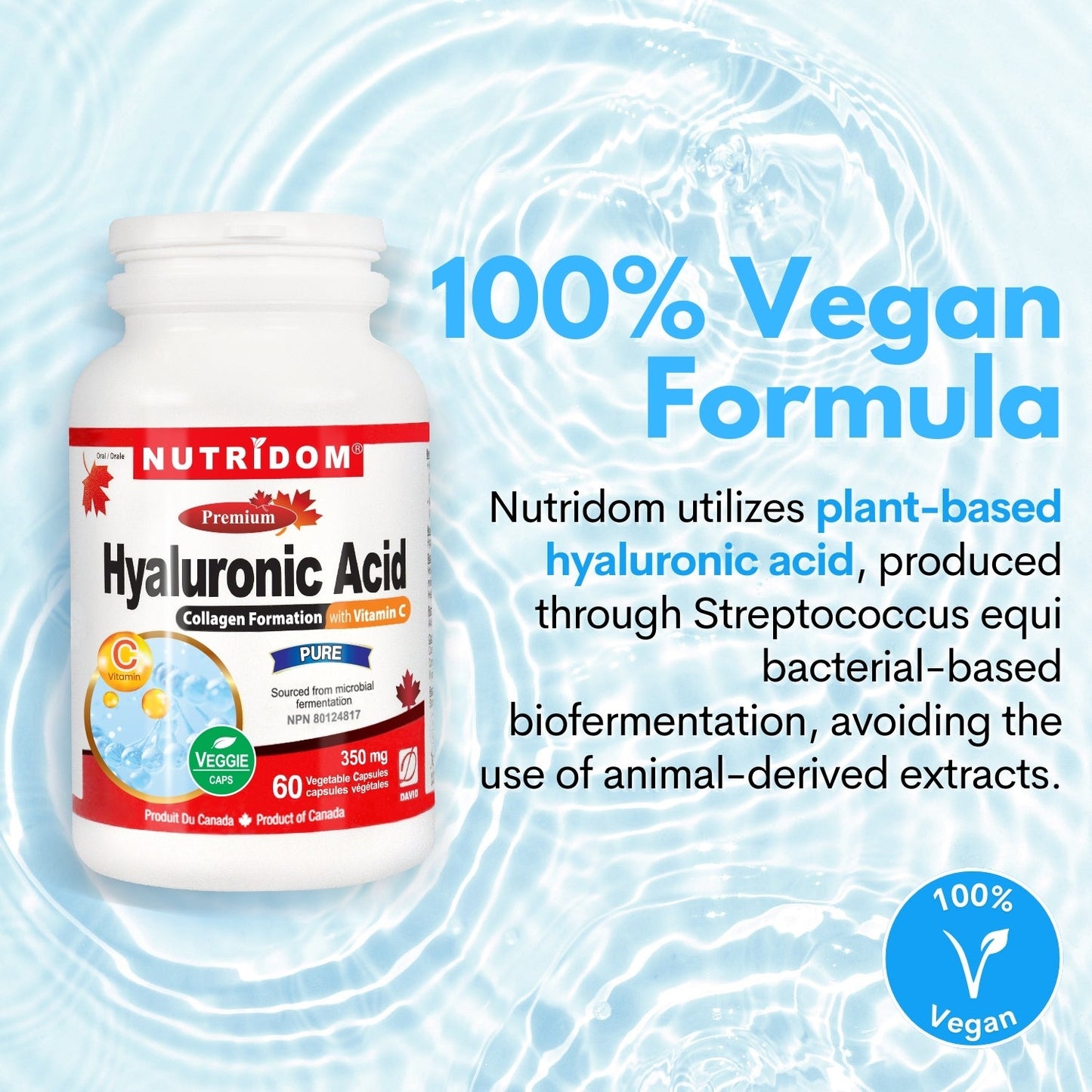 Nutridom Hyaluronic Acid with Vitamin C (60 Veggie Capsules)