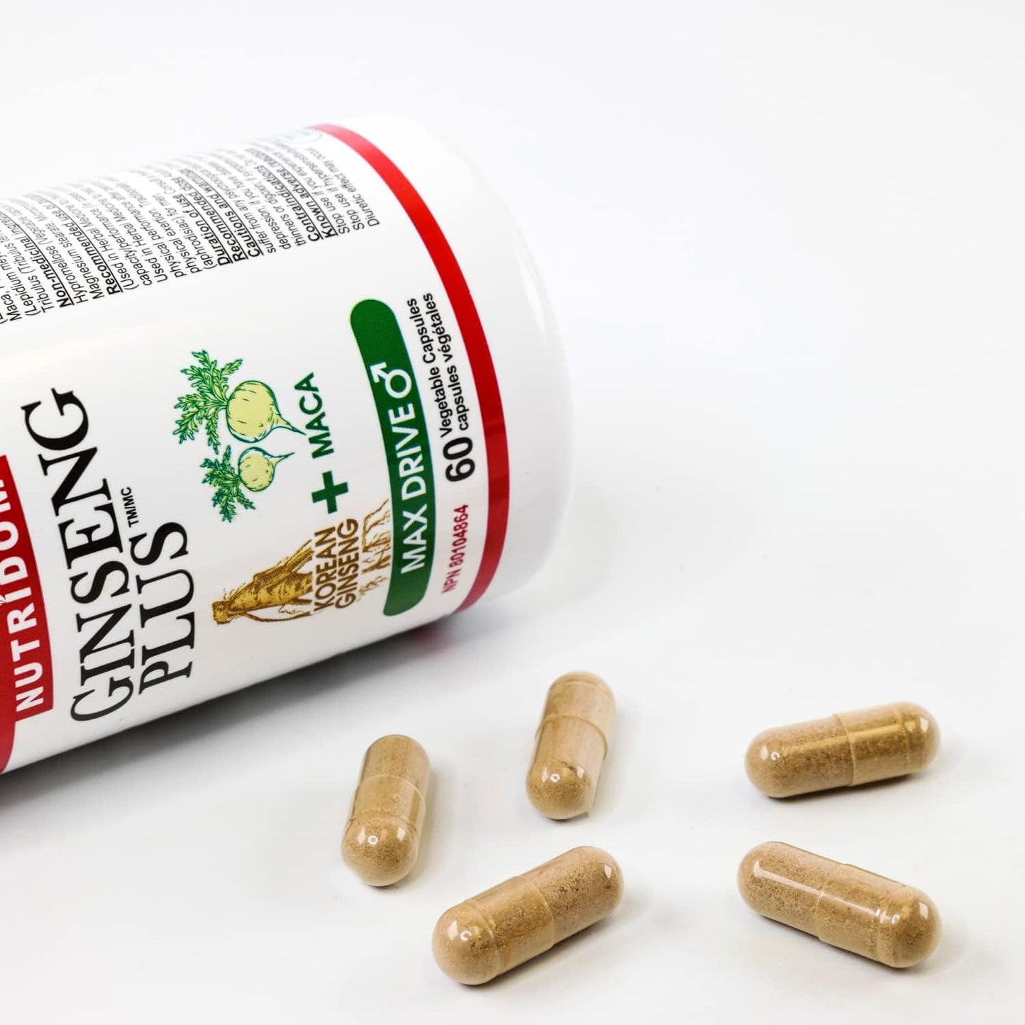 Nutridom Ginseng Plus MAX DRIVE (60 Veggie Capsules), Featuring Panax ginseng, Siberian Ginseng, Maca & Tribulus Terrestris