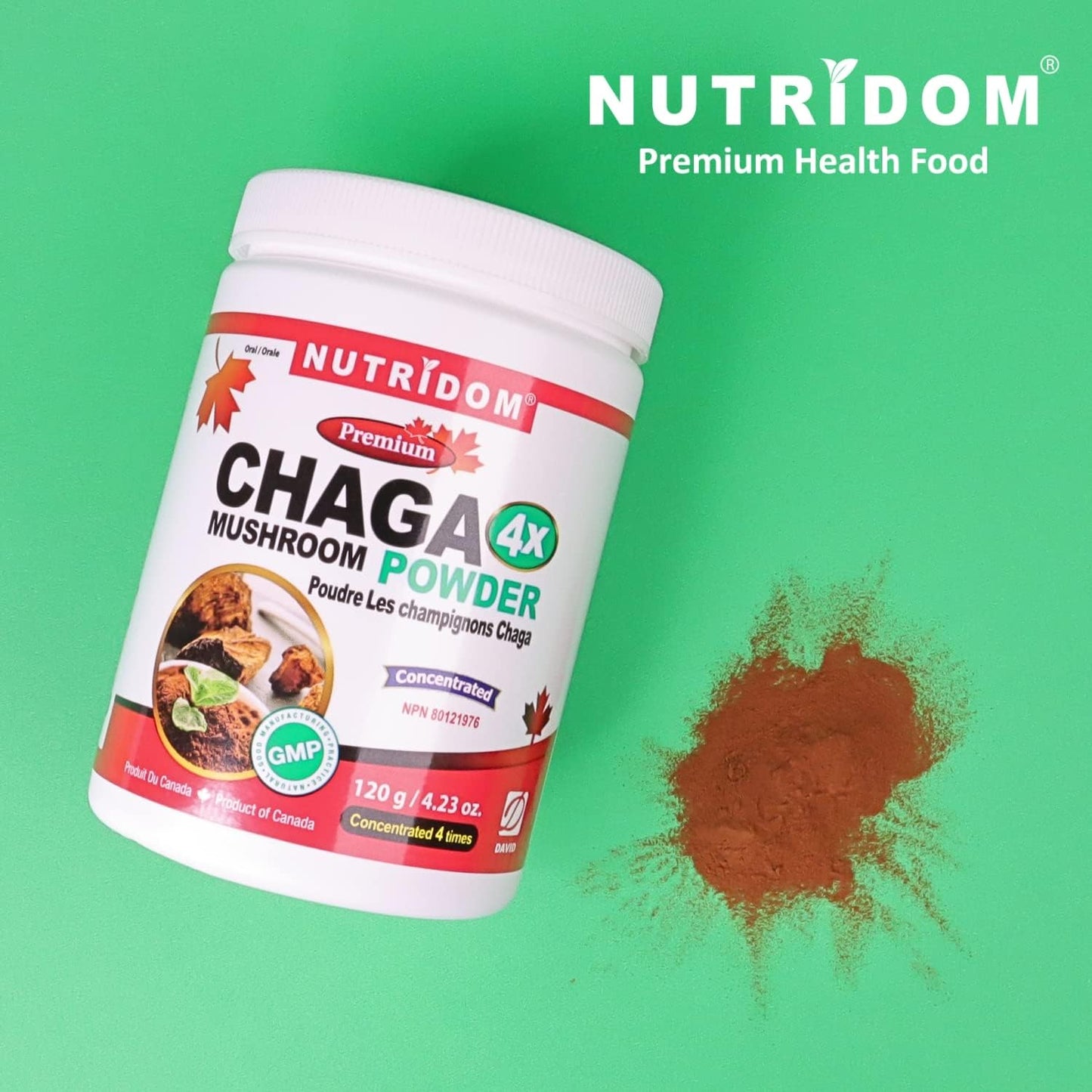 Nutridom Chaga Mushroom 4X Extract Powder (120 Grams)