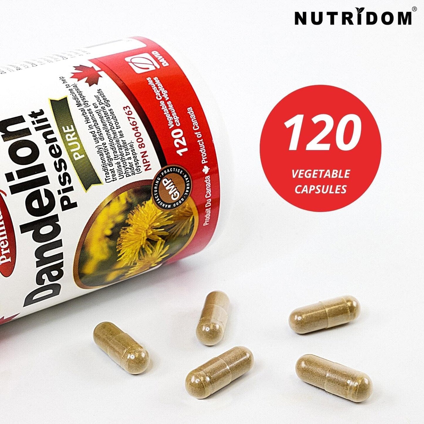 Nutridom Dandelion Root 500mg (5,000mg QCE) (120 Veggie Capsules)