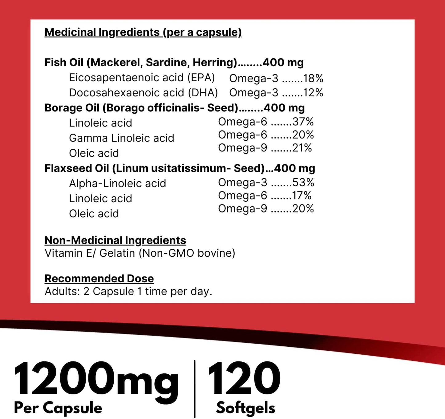 Nutridom Omega 3-6-9 (120 Softgels), Sourced from Fish Oil, Borage Oil & Flaxseed Oil