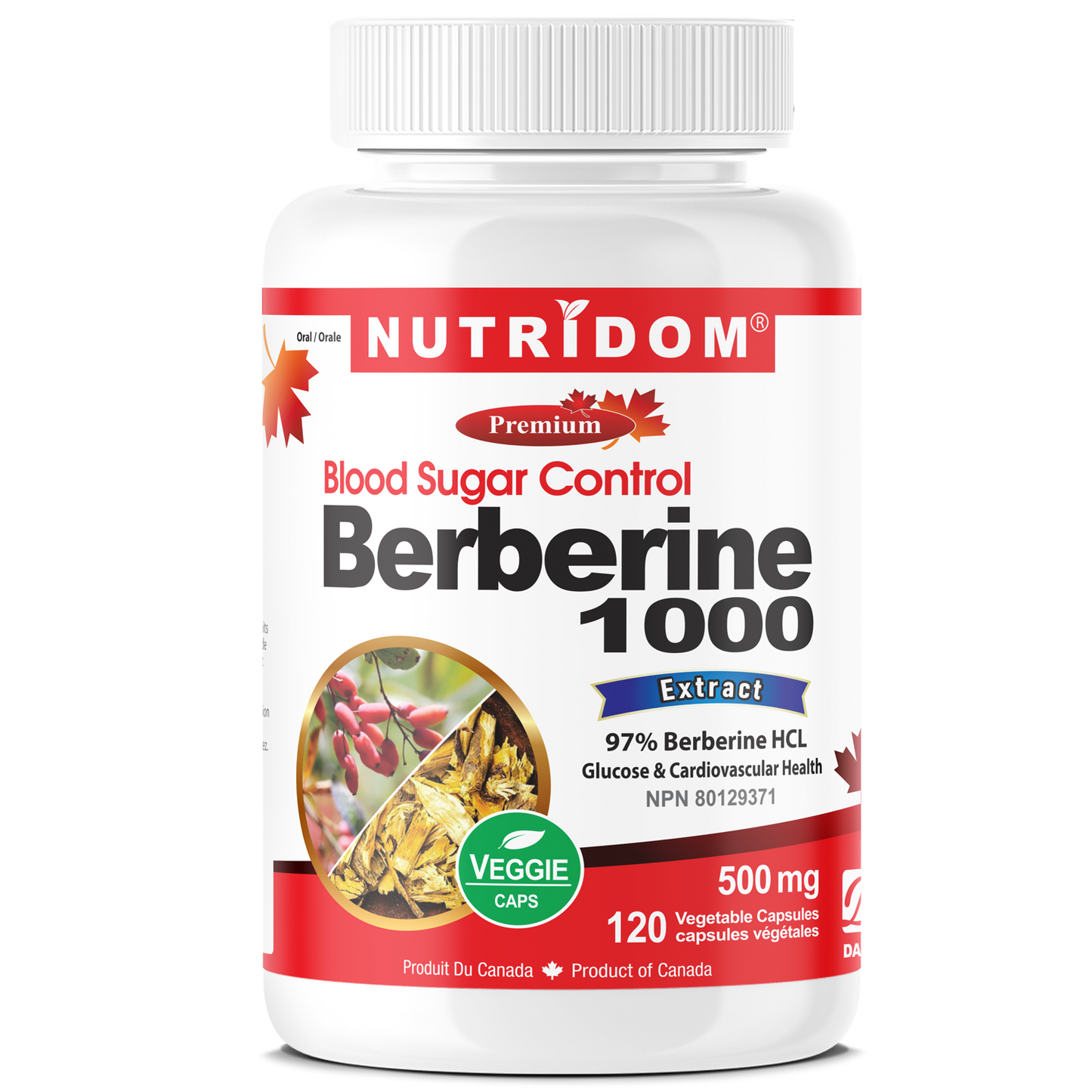 Nutridom Berberine HCL 500mg,120 Veggie Capsules