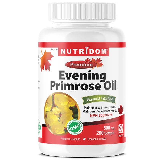 Nutridom Evening Primrose Oil 500mg, Cold-pressed (200 Softgels)