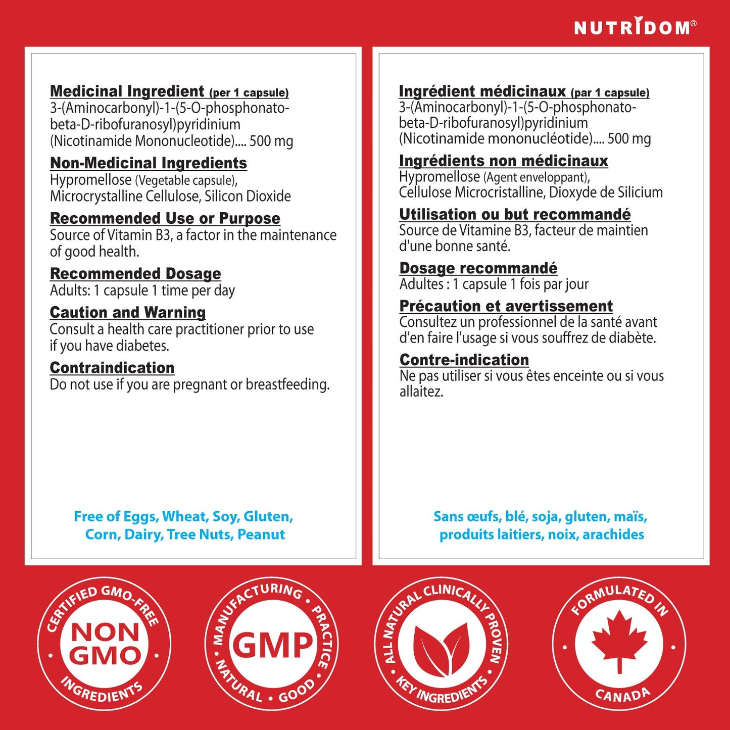 Nutridom NMN 500mg, Nicotinamide Mononucleotide