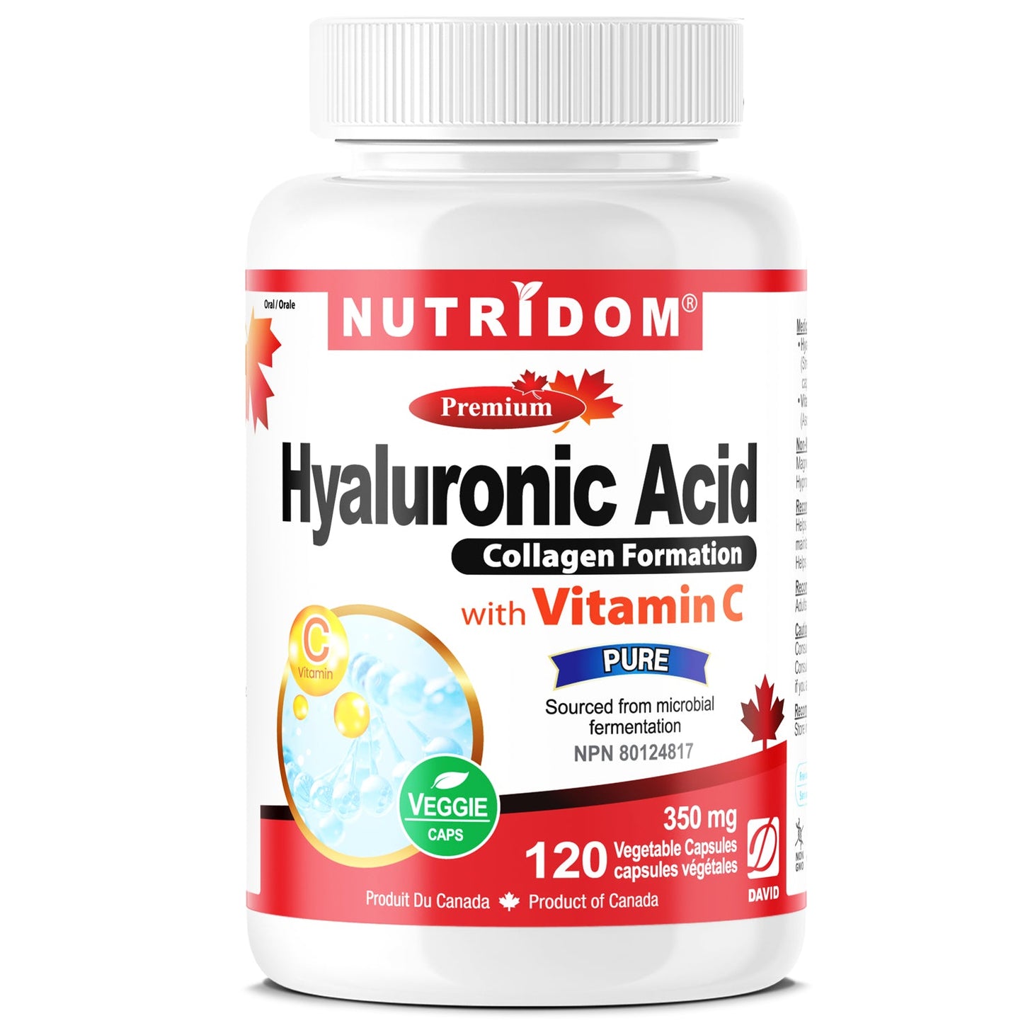 Nutridom Hyaluronic Acid with Vitamin C (60 Veggie Capsules)
