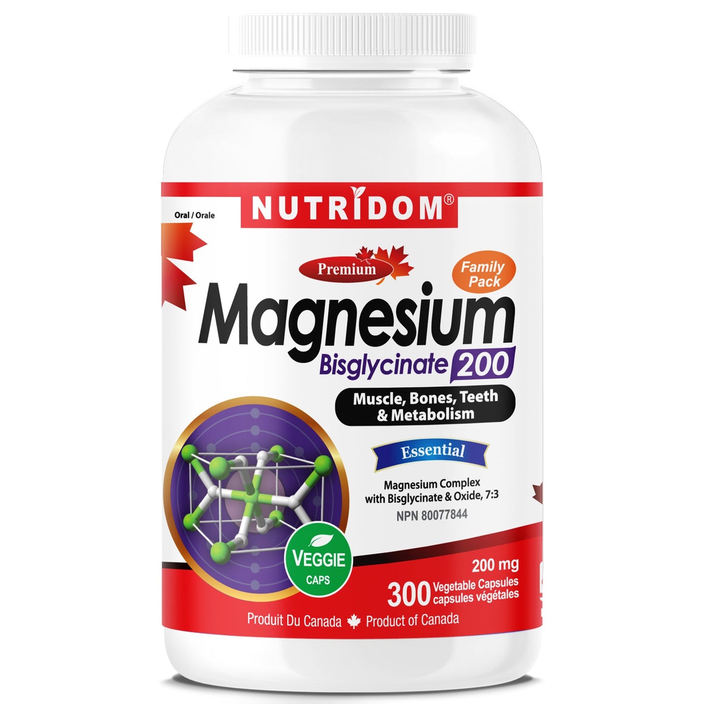 Nutridom Magnesium Bis-Glycinate 200mg 120 V-Capsules