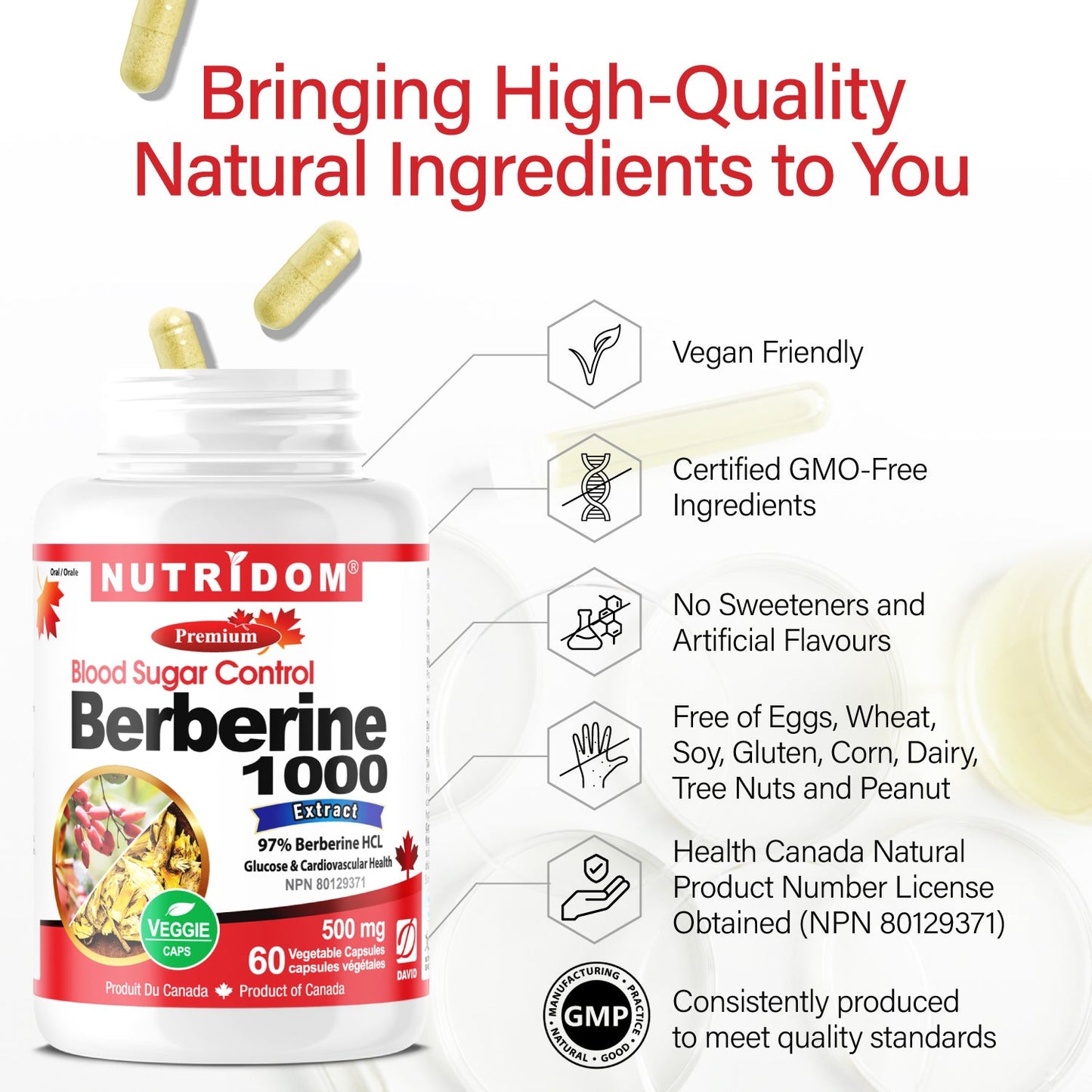 Nutridom Berberine HCL 500mg (60 Veggie Capsules)
