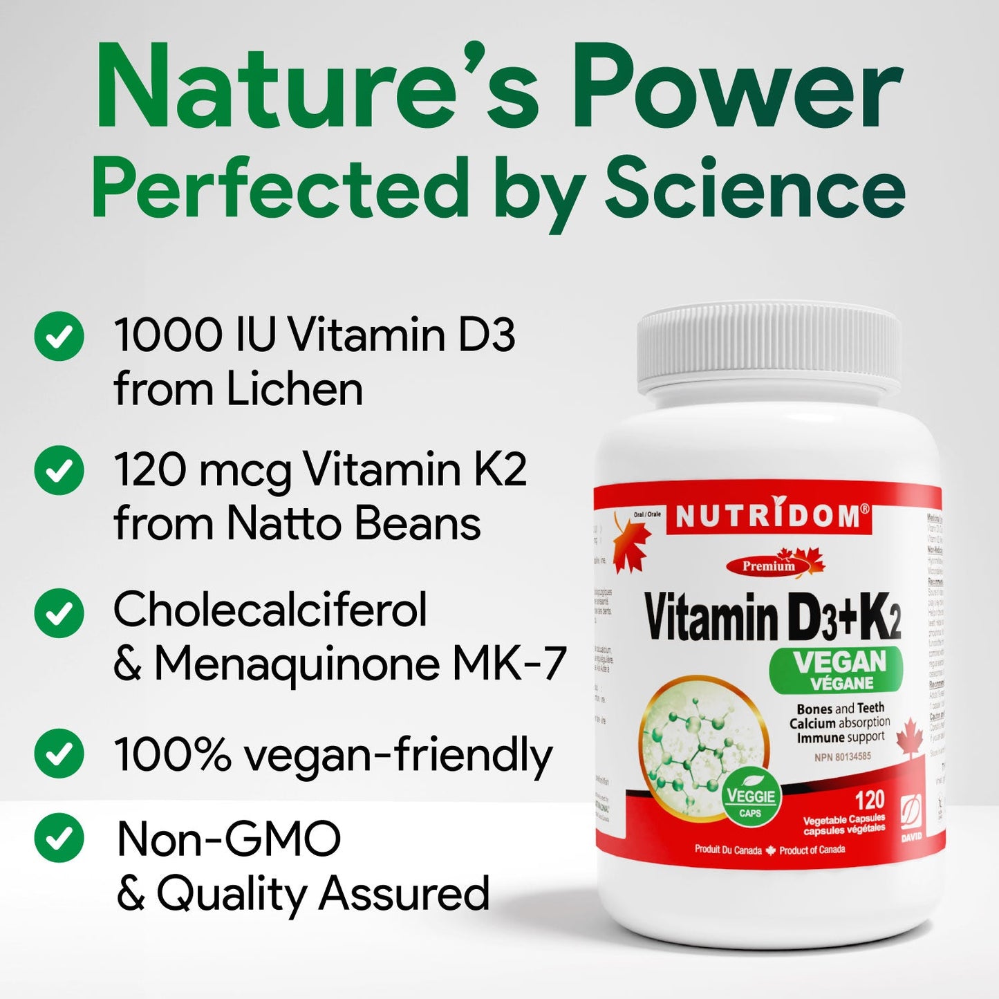 Nutridom Vitamin D3+K2 Vegan 120 Vcaps