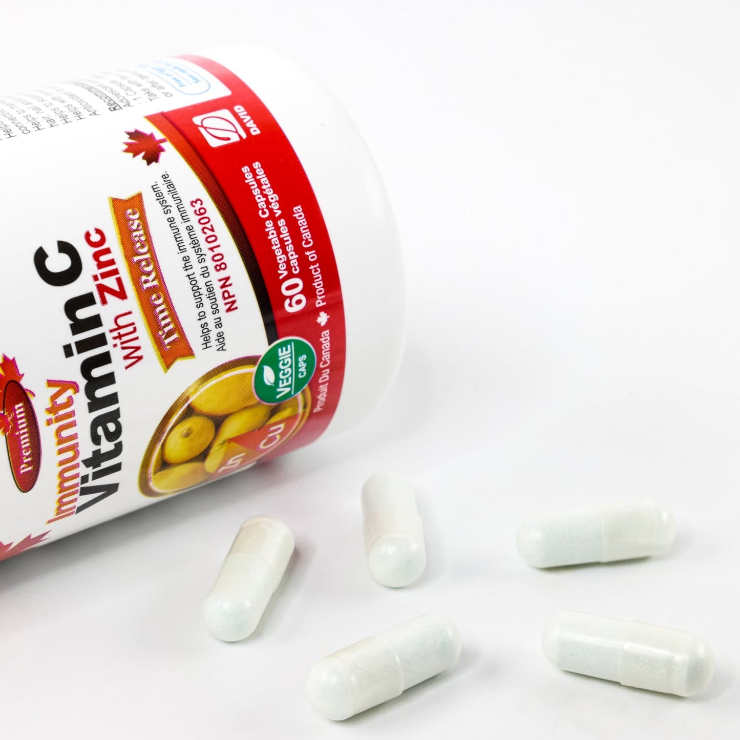 Nutridom Timed-Release Vitamin C with Zinc Bisglycinate and Copper (60 Veggie Capsules)
