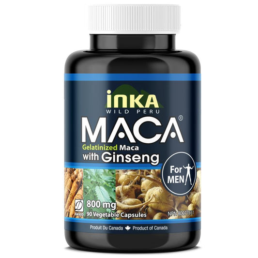 InkaMaca Gelatinized Maca with Ginseng for Men (90 Capsules)