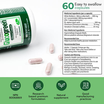 Glucogreen® Glucose Control 500mg (60 Capsules)