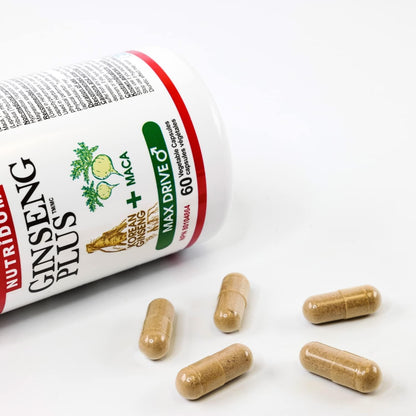 Nutridom Ginseng Plus MAX DRIVE (60 Veggie Capsules), Featuring Panax ginseng, Siberian Ginseng, Maca & Tribulus Terrestris