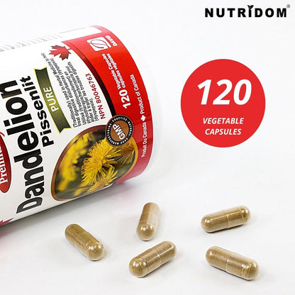 Nutridom Dandelion Root 500mg (5,000mg QCE) (120 Veggie Capsules)