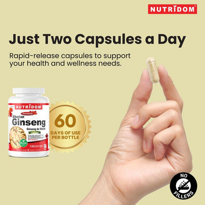 Nutridom Eleuthero Ginseng 500mg (120 Veggie Capsules)
