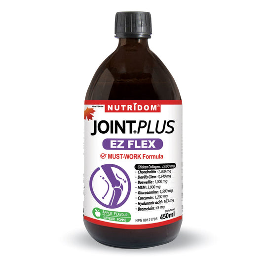 Nutridom Joint Plus EZ Flex Liquid (450ml), Featuring Hydrolyzed Collagen, Chondroitin, Devil's Claw, Boswellia Serrata, MSM, Glucosamine, Curcumin, Hyaluronic Acid & Bromelain