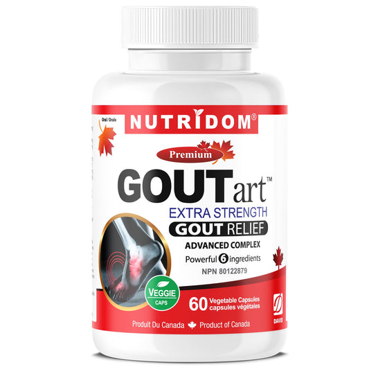 Nutridom GOUTart, Contains Tart Cherry, Curcumin, Celery Seed, Devil's Claw, Vitamin C and Bromelain (60 V-Capules)