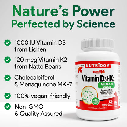 Nutridom Vitamin D3+K2 Vegan 120 Vcaps
