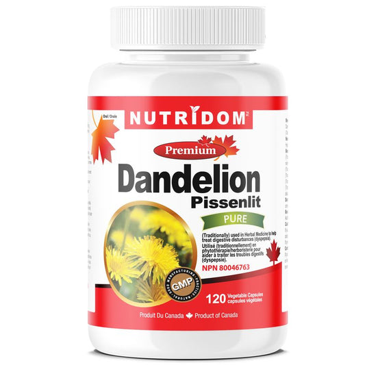 Nutridom Dandelion Root 500mg (5,000mg QCE) (120 Veggie Capsules)