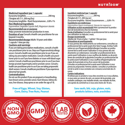 Nutridom Tongkat Ali 200mg (60 Veggie Capsules)