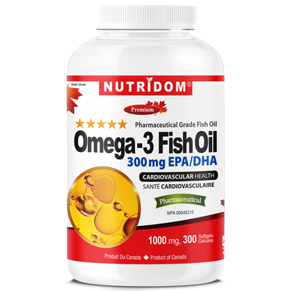 Nutridom Omega-3 Fish Oil 1000mg 300 Softgels