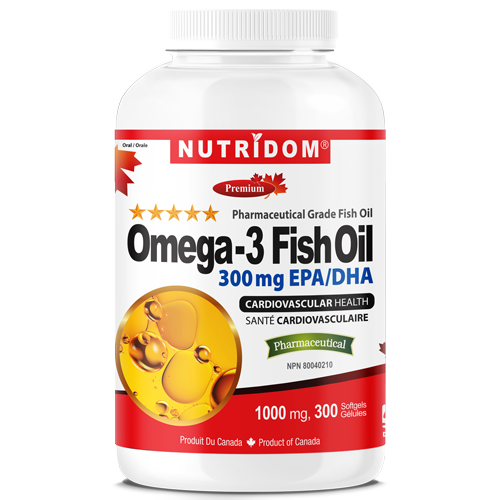 Nutridom Omega-3 Fish Oil 1000mg 300 Softgels