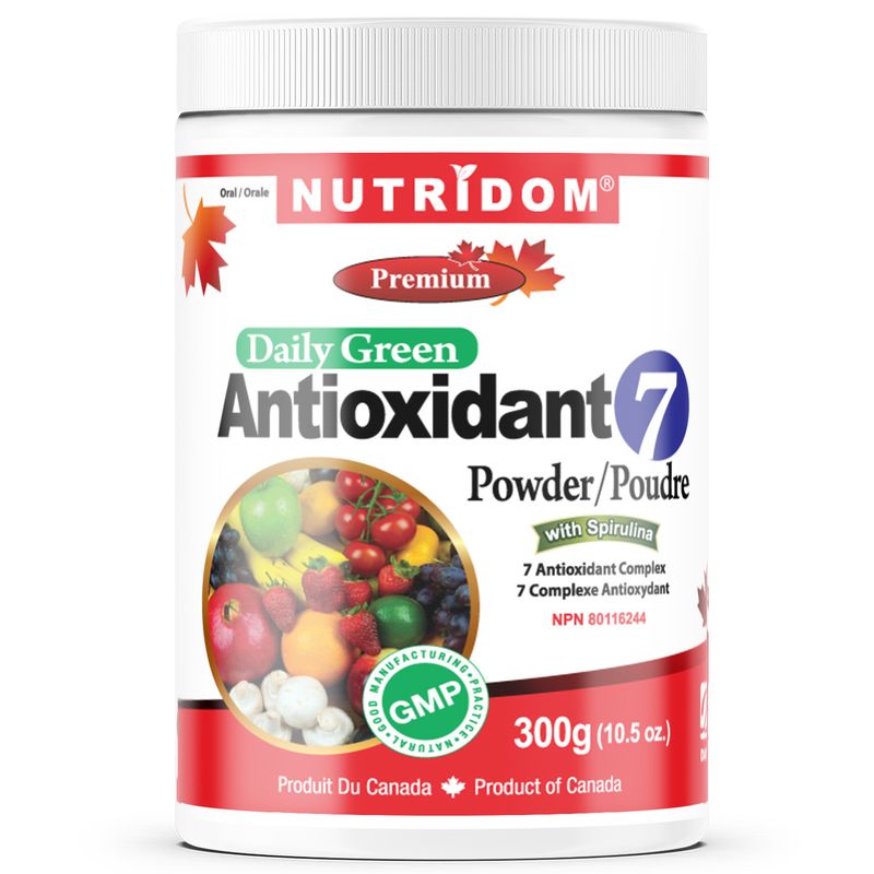 Nutridom Antioxidant-7 Powder (300g), Featuring Spirulina, Chlorella, Curcumin, Moringa & Vitamin C