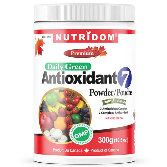Nutridom Antioxidant-7 Powder (300g), Featuring Spirulina, Chlorella, Curcumin, Moringa & Vitamin C