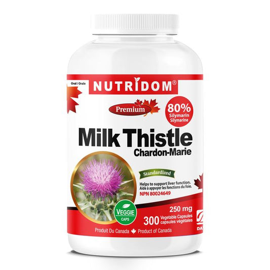 Nutridom Milk Thistle 250mg, 80% Silymarin (300 Veggie Capsules)