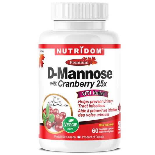 Nutridom D-Mannose with Cranberry (60 Veggie Capsules)